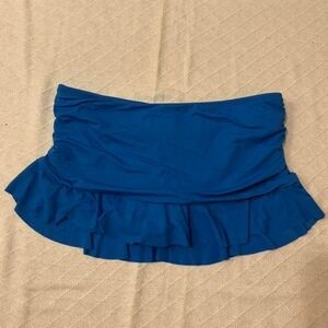 La Blanca size 12 blue mini swim skirt thick waistband ruffled
